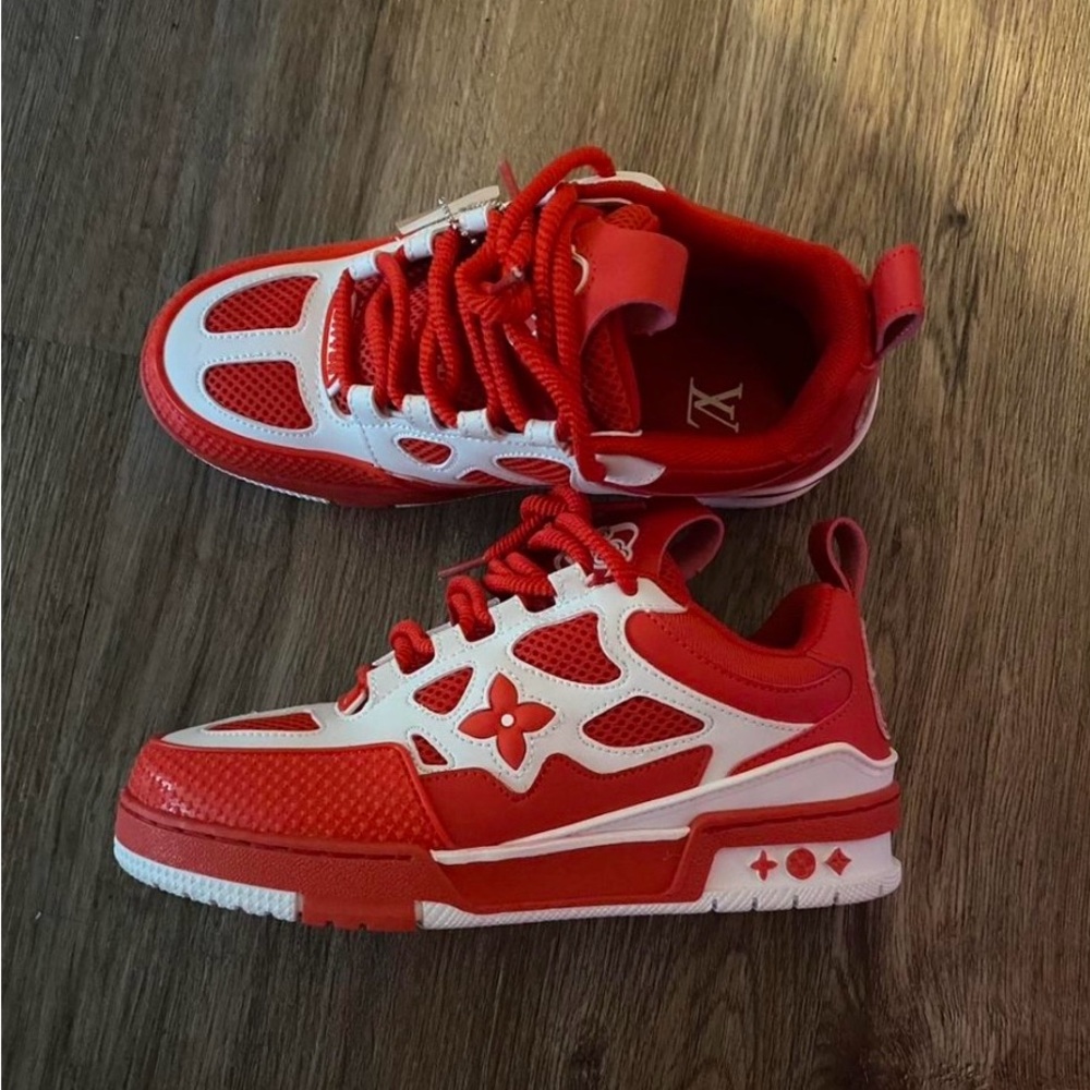 Red and white Louis Vuitton lv skates sneaker